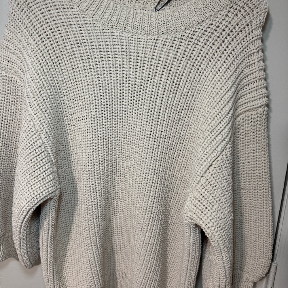 Future Collective Cozy Cream Knit Sweater - Women's Oversized Crewneck-Large